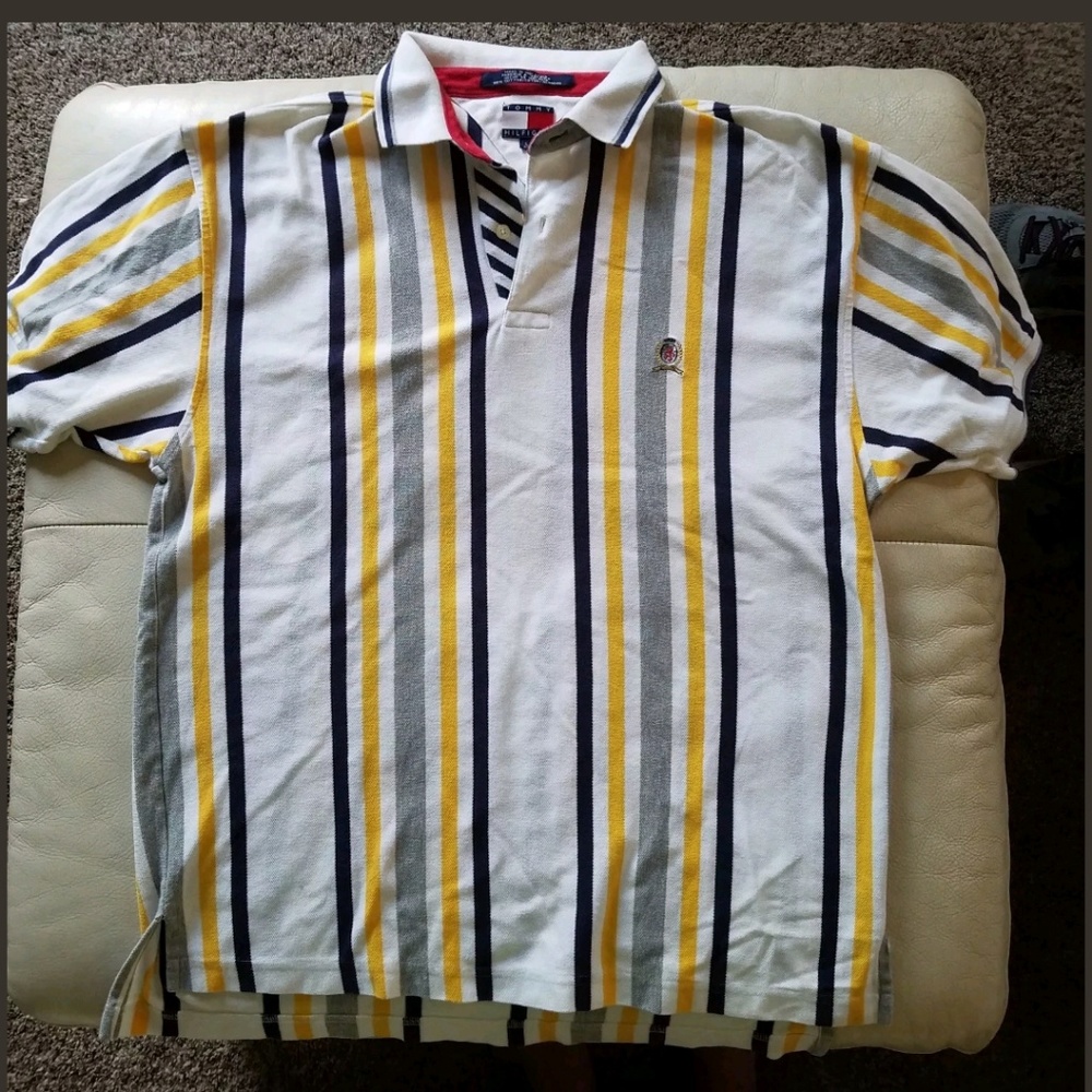 Vintage Tommy Hilfiger Vertical Stripe Polo L